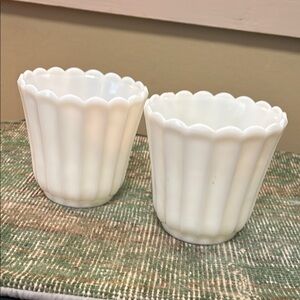 Milk Glass Scalloped plant pots